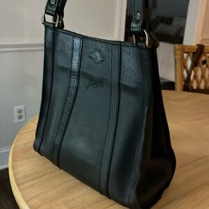 Black leather shoulder bag